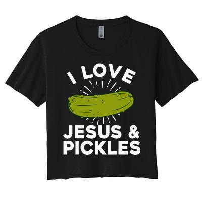 Cute Pickle Design For Women Jesus Pickle Lovers Women's Crop Top Tee