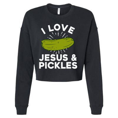 Cute Pickle Design For Women Jesus Pickle Lovers Cropped Pullover Crew