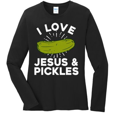 Cute Pickle Design For Women Jesus Pickle Lovers Ladies Long Sleeve Shirt