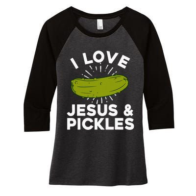 Cute Pickle Design For Women Jesus Pickle Lovers Women's Tri-Blend 3/4-Sleeve Raglan Shirt