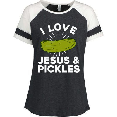 Cute Pickle Design For Women Jesus Pickle Lovers Enza Ladies Jersey Colorblock Tee