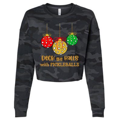 Christmas Pickleball Deck The Halls With Pickleballs Cropped Pullover Crew