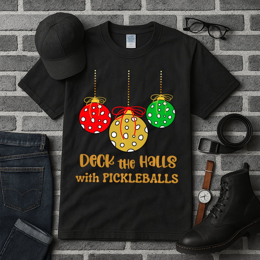 Christmas Pickleball Deck The Halls With Pickleballs Tall T-Shirt