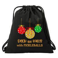 Christmas Pickleball Deck The Halls With Pickleballs Drawstring Bag