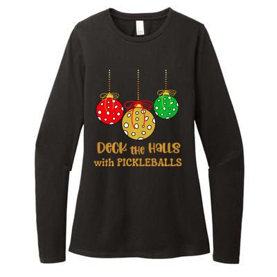 Christmas Pickleball Deck The Halls With Pickleballs Womens CVC Long Sleeve Shirt