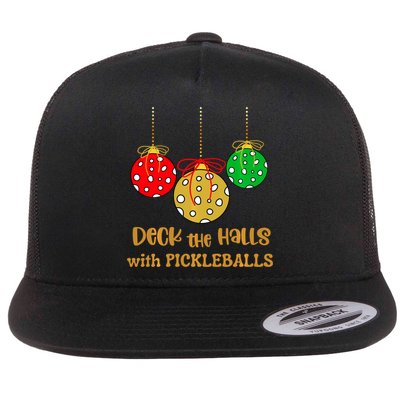 Christmas Pickleball Deck The Halls With Pickleballs Flatbill Hat