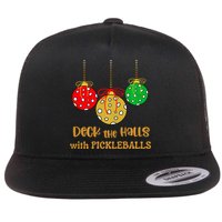 Christmas Pickleball Deck The Halls With Pickleballs Flat Bill Trucker Hat