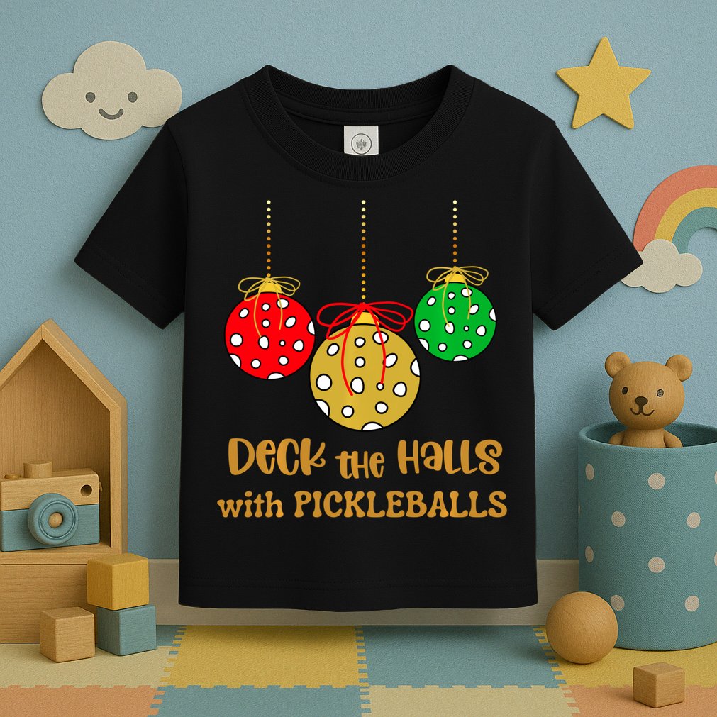 Christmas Pickleball Deck The Halls With Pickleballs Toddler T-Shirt