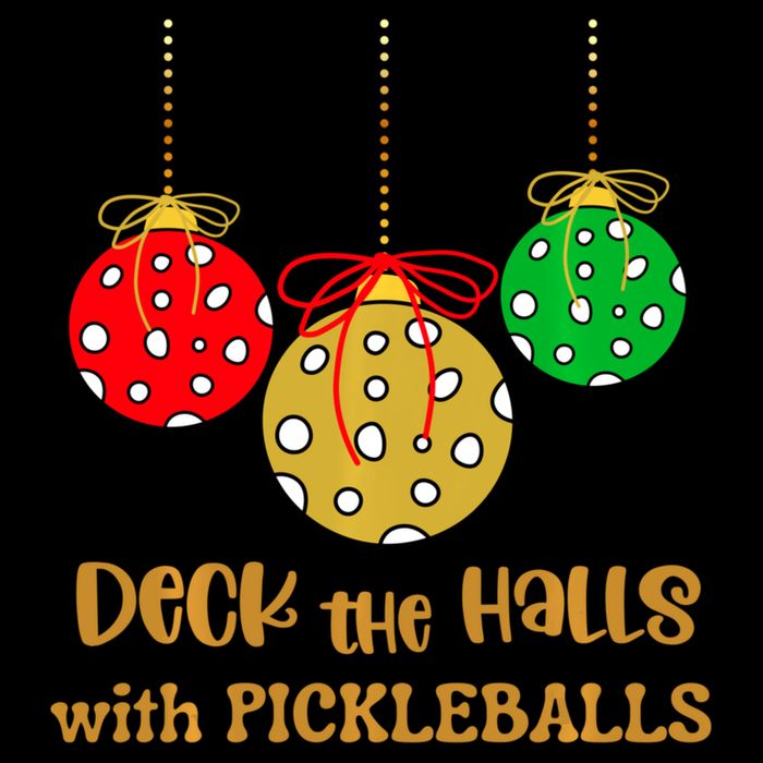 Christmas Pickleball Deck The Halls With Pickleballs Cropped Pullover Crew