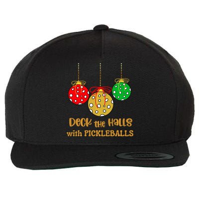 Christmas Pickleball Deck The Halls With Pickleballs Wool Snapback Cap