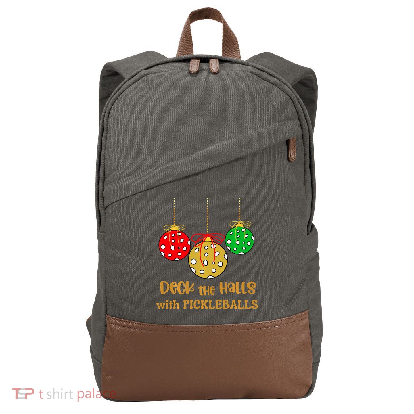 Christmas Pickleball Deck The Halls With Pickleballs Cotton Canvas Backpack