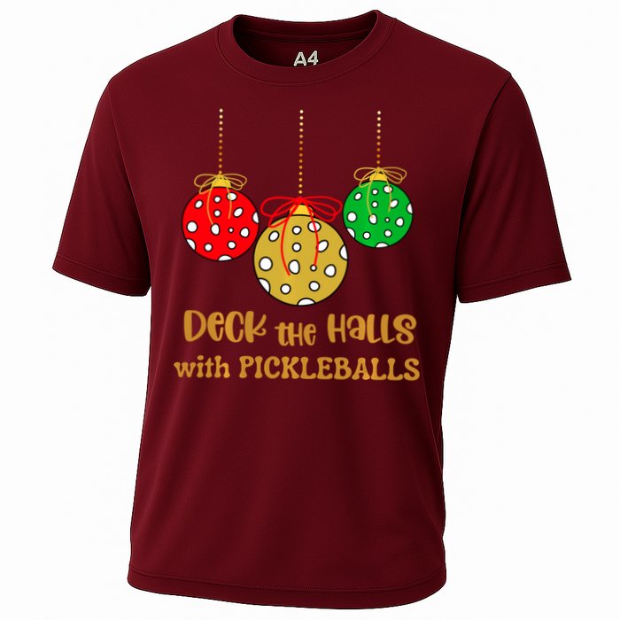 Christmas Pickleball Deck The Halls With Pickleballs Performance Shirt