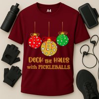 Christmas Pickleball Deck The Halls With Pickleballs Performance Shirt