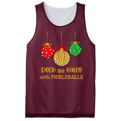 Christmas Pickleball Deck The Halls With Pickleballs Mesh Reversible Basketball Jersey Tank