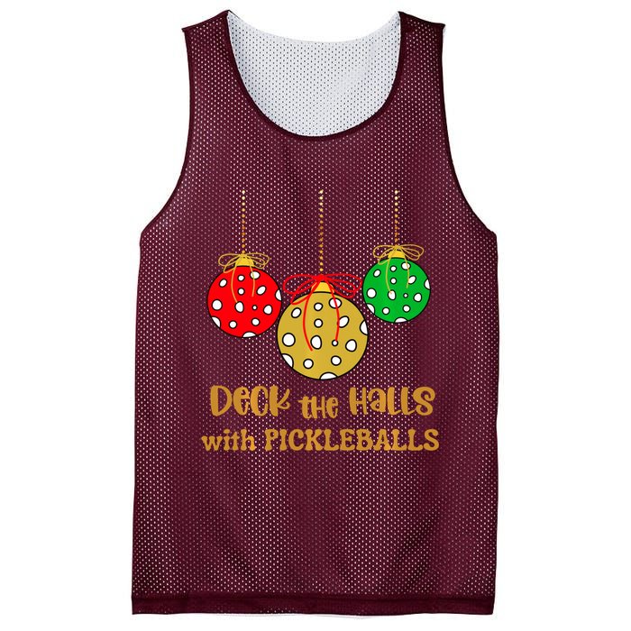 Christmas Pickleball Deck The Halls With Pickleballs Mesh Reversible Basketball Jersey Tank