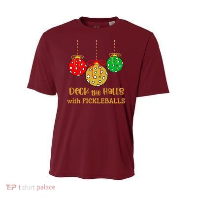 Christmas Pickleball Deck The Halls With Pickleballs Youth Performance Sprint T-Shirt