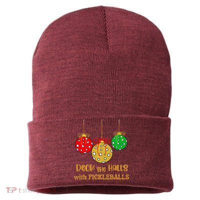 Christmas Pickleball Deck The Halls With Pickleballs Sustainable Knit Beanie