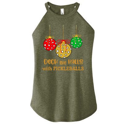 Christmas Pickleball Deck The Halls With Pickleballs Women's Perfect Tri Rocker Tank