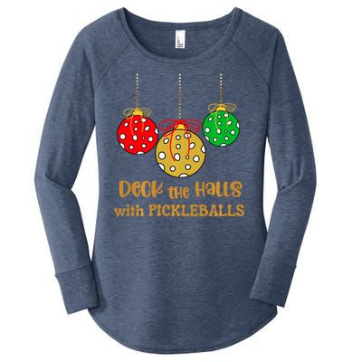 Christmas Pickleball Deck The Halls With Pickleballs Women's Perfect Tri Tunic Long Sleeve Shirt