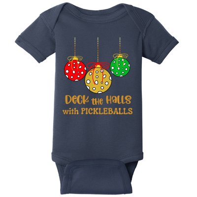 Christmas Pickleball Deck The Halls With Pickleballs Baby Bodysuit