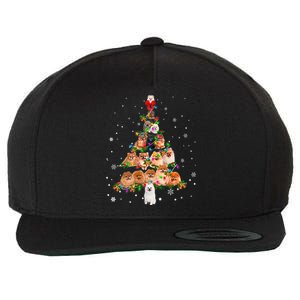 Cute Pomeranian Dog Christmas Tree Gift Decor Xmas Tree Wool Snapback Cap