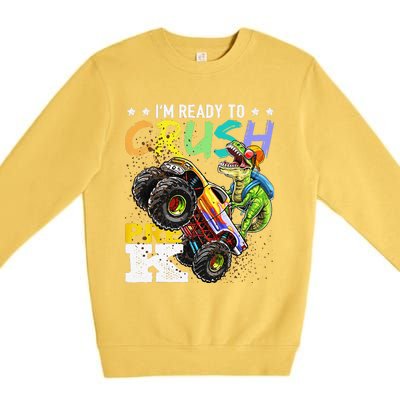 Crush PreK Dinosaur Monster Truck Back To School Gifts Premium Crewneck Sweatshirt