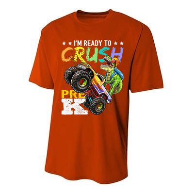 Crush PreK Dinosaur Monster Truck Back To School Gifts Performance Sprint T-Shirt