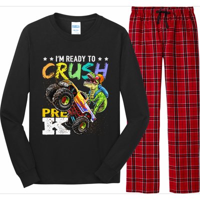 Crush PreK Dinosaur Monster Truck Back To School Gifts Long Sleeve Pajama Set