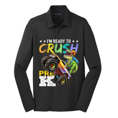 Crush PreK Dinosaur Monster Truck Back To School Gifts Silk Touch Performance Long Sleeve Polo