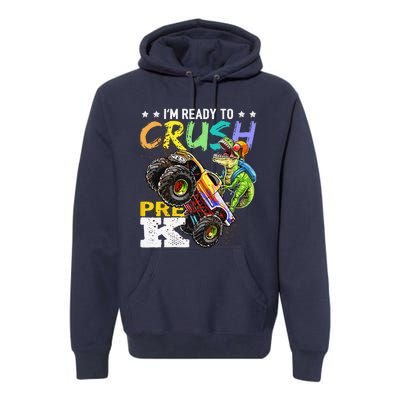 Crush PreK Dinosaur Monster Truck Back To School Gifts Premium Hoodie