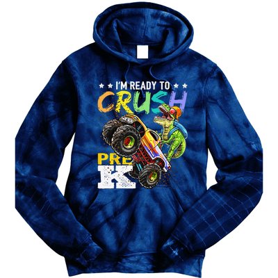 Crush PreK Dinosaur Monster Truck Back To School Gifts Tie Dye Hoodie