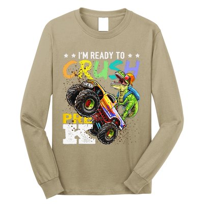 Crush PreK Dinosaur Monster Truck Back To School Gifts Long Sleeve Shirt