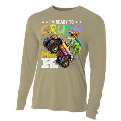 Crush PreK Dinosaur Monster Truck Back To School Gifts Cooling Performance Long Sleeve Crew