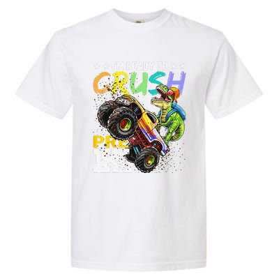 Crush PreK Dinosaur Monster Truck Back To School Gifts Garment-Dyed Heavyweight T-Shirt