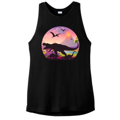 Cool Prehistoric Dinosaur Land Ladies PosiCharge Tri-Blend Wicking Tank