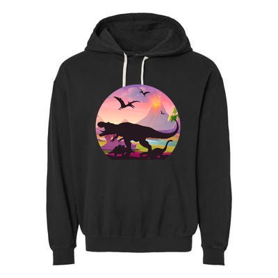 Cool Prehistoric Dinosaur Land Garment-Dyed Fleece Hoodie
