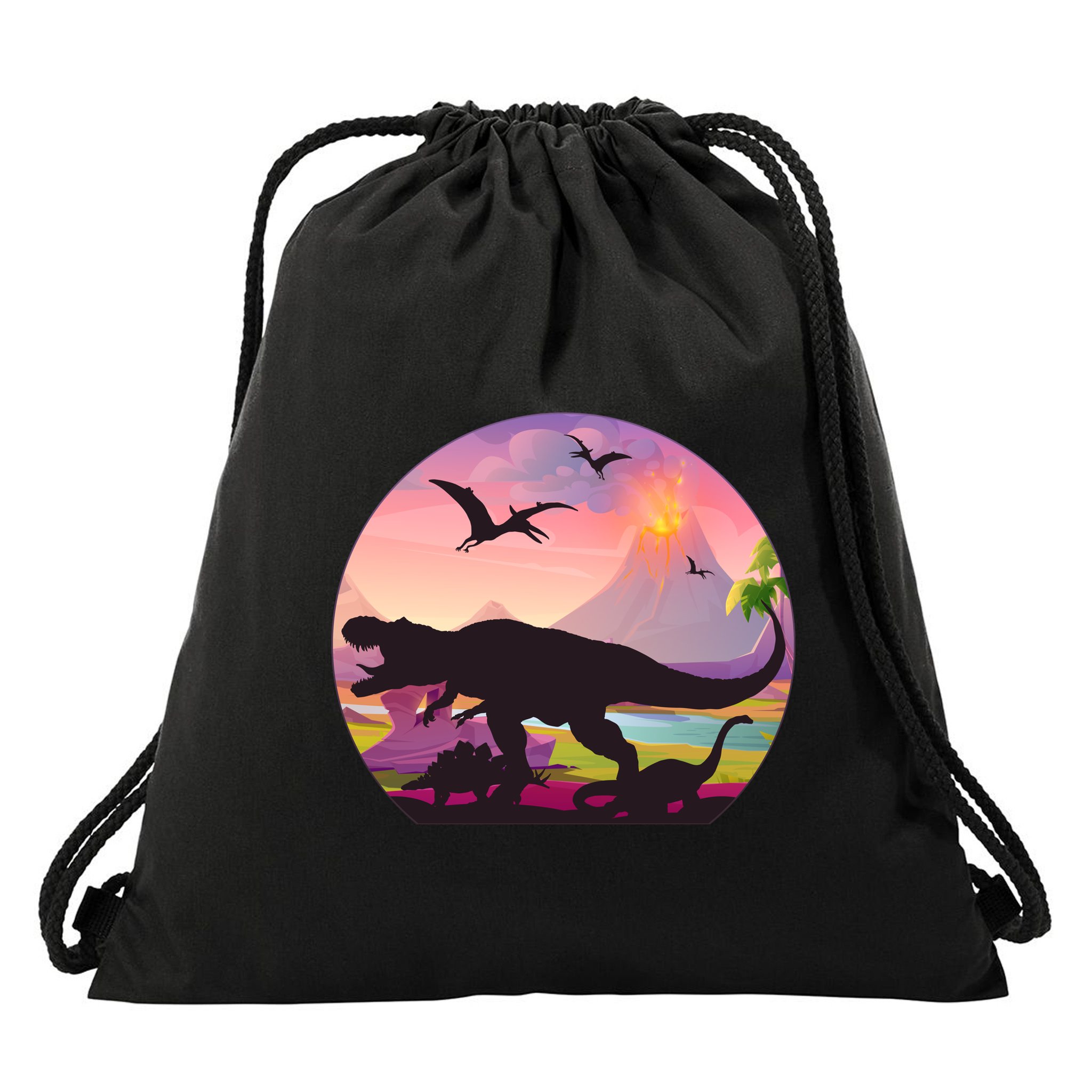 Cool Prehistoric Dinosaur Land Drawstring Bag
