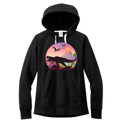 Cool Prehistoric Dinosaur Land Women's Fleece Hoodie