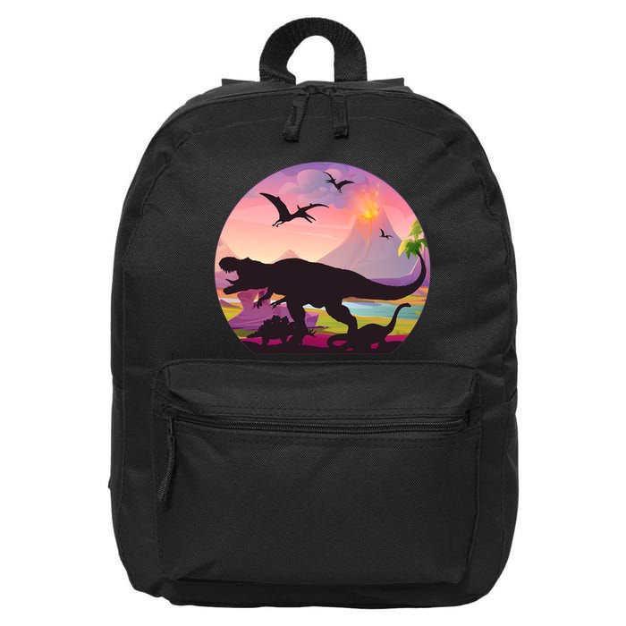Cool Prehistoric Dinosaur Land 16 in Basic Backpack