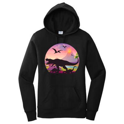 Cool Prehistoric Dinosaur Land Women's Pullover Hoodie