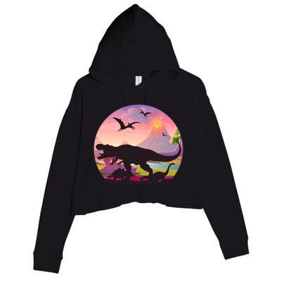 Cool Prehistoric Dinosaur Land Crop Fleece Hoodie