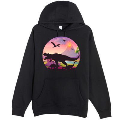 Cool Prehistoric Dinosaur Land Premium Pullover Hoodie