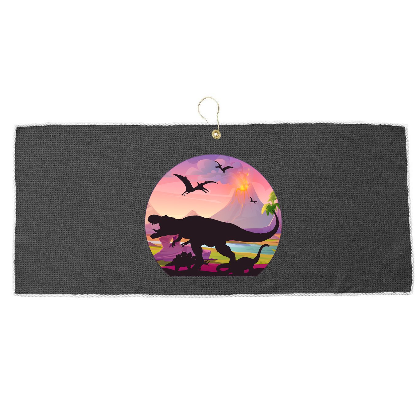 Cool Prehistoric Dinosaur Land Large Microfiber Waffle Golf Towel