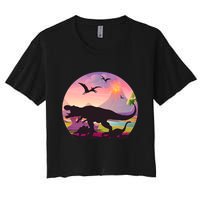 Cool Prehistoric Dinosaur Land Women's Crop Top Tee