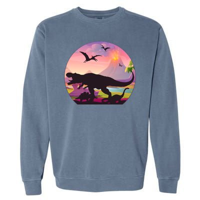 Cool Prehistoric Dinosaur Land Garment-Dyed Sweatshirt