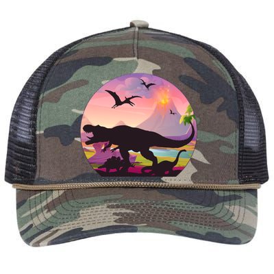 Cool Prehistoric Dinosaur Land Retro Rope Trucker Hat Cap