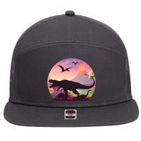 Cool Prehistoric Dinosaur Land 7 Panel Mesh Trucker Snapback Hat