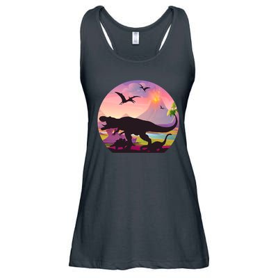 Cool Prehistoric Dinosaur Land Ladies Essential Flowy Tank