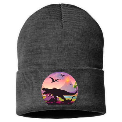 Cool Prehistoric Dinosaur Land Sustainable Knit Beanie