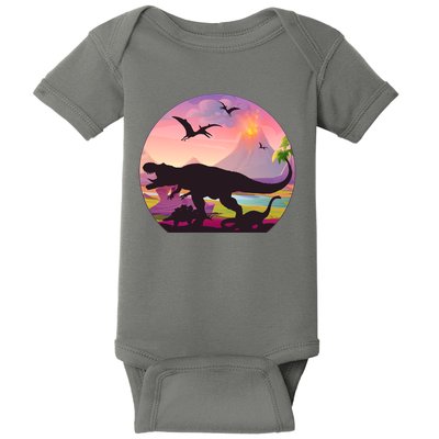 Cool Prehistoric Dinosaur Land Baby Bodysuit